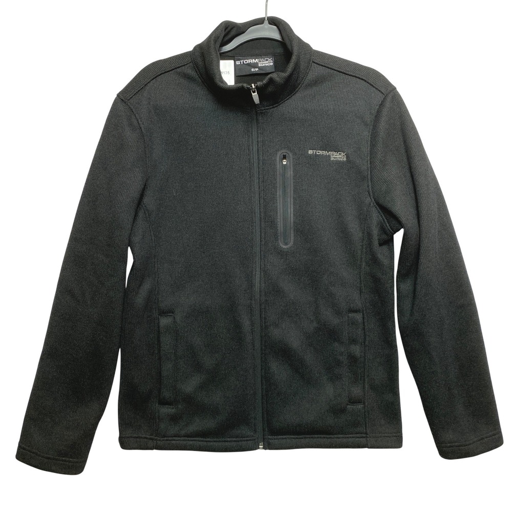 Sunice Stormpack Fleece Jacket Mens Small Black Full Zip Mock Neck Textured